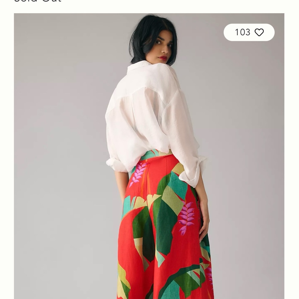 FARM Rio Heliconia Red Wide-Leg Tropical Print Pants - Picture 7 of 16